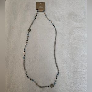 NWT 18 inch beaded silver necklace with charm